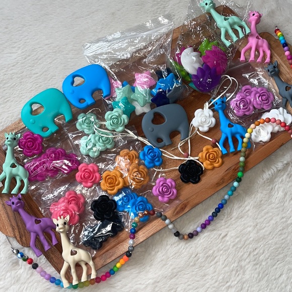 Silicone Teethers Teething Beads Pacifier Clips DIY Teething Jewelry - Picture 4 of 17